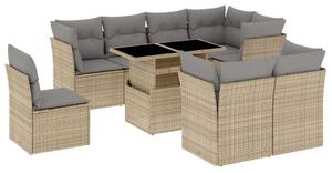 Polyrattan Kerti Ülőgarnitúra - 9 részes - Bézs