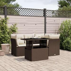 Polyrattan Kerti Ülőgarnitúra - 5 részes - Barna