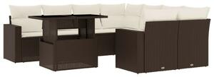 Polyrattan Kerti Ülőgarnitúra - 9 részes - Barna