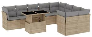 VidaXL Polyrattan Kerti Ülőgarnitúra - 10 részes - Bézs