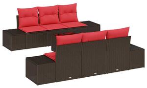 VidaXL Kerti Kanapé Szett párnával 7 pcs Barna polirattan