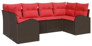 VidaXL Kerti Kanapé Szett párnával 6 pcs Barna Poly Rattan