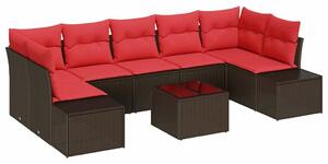 VidaXL Kerti Kanapé Szett párnával 8 pcs Barna polirattan