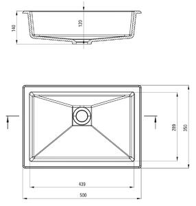 Deante Correo mosdótál 50x35 cm négyszögletes süllyesztett-alulról beépíthető antracit CQRTU5U