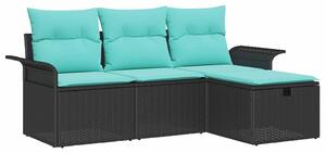 VidaXL Kerti Kanapé Szett párnával tárolóval 4 pcs Poli rattan