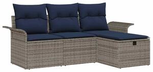 VidaXL Kerti Kanapé Szett párnával tárolóval 4 pcs Poli rattan