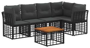 VidaXL Kültéri kanapé szett 6 pcs Fekete és Sötétszürke Poliészter