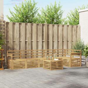 VidaXL Kültéri kanapé szett 7 pcs Fehér 59 x 59 x 37 cm Tömör Akácfa