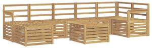 VidaXL Kültéri kanapé szett 8 pcs Fehér 59 x 59 x 37 cm Tömör Akácfa