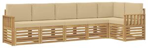 VidaXL Kültéri kanapé szett 6 pcs Fehér és Bézs 306 x 128,5 x 73 cm