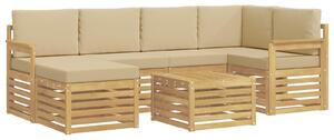 VidaXL Kültéri kanapé szett 7 pcs Fehér és Bézs 59 x 59 x 37 cm