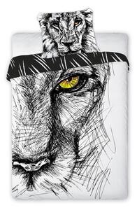 Fekete-fehér pamut gyerek ágyneműhuzat oroszlán motívummal