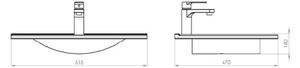 Strama Vigo mosdótál 61x47 cm négyszögletes beépíthető fehér 99.01.060
