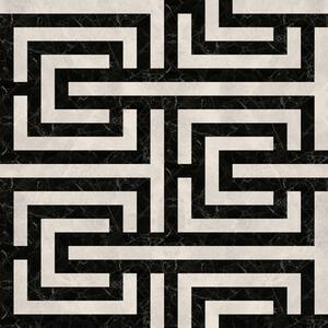 Tapéta Fekete-fehér geometrikus labirintusminta, Absztrakt tapétá, a01073 : Uwalls.hu