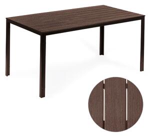 6 személyes kerti asztal 156x78 cm polywood barna