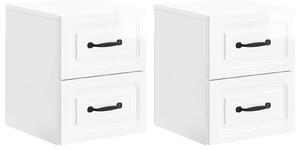 VidaXL Fali éjjeli szekrény 2 pcs Magasfényű Fehér 34,5 x 33 x 40 cm