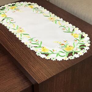 Húsvéti asztali futó csibék és virágok motívummal Szélesség: 60 cm | Hosszúság: 120 cm