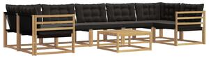 VidaXL Kültéri kanapé szett 8 pcs Fehér és Fekete 79 x 79 x 37 cm