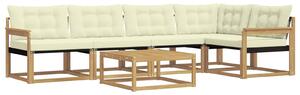 VidaXL Kültéri kanapé szett 6 pcs Fehér és Krém színű 79 x 79 x 37 cm