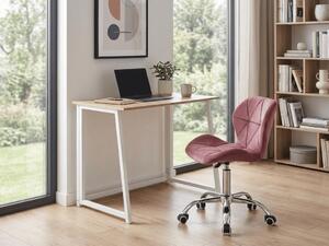 ZARIMO irodai szett: asztal 80x40 cm, fehér/sonoma tölgy + AVOLA VELVET szék, sötét rózsaszín