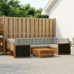VidaXL Kültéri kanapé szett 7 pcs Természetes és Világosszürke