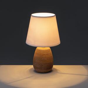 Barna kerámia asztali lámpa textil búrával (magasság 27,5 cm) – Casa Selección