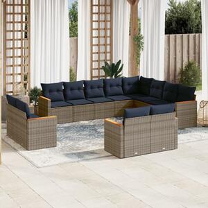 VidaXL 12 db szürke polyrattan kerti kanapégarnitúra párnákkal