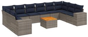 VidaXL 11 db szürke polyrattan kerti kanapégarnitúra párnákkal