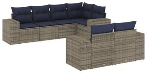 VidaXL 7 db szürke polyrattan kerti kanapégarnitúra párnákkal