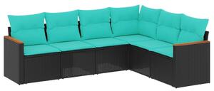 VidaXL 6 db fekete polyrattan kerti kanapégarnitúra párnákkal