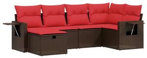 VidaXL 6 db barna polyrattan kerti kanapégarnitúra párnákkal