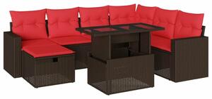 VidaXL 8 db barna polyrattan kerti kanapégarnitúra párnákkal