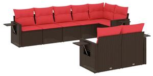 VidaXL 8 db barna polyrattan kerti kanapégarnitúra párnákkal