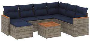 VidaXL 8 db szürke polyrattan kerti kanapégarnitúra párnákkal