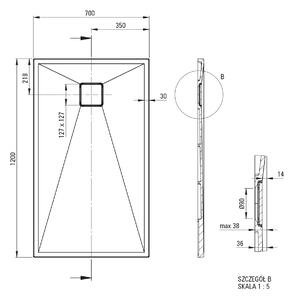 Deante Correo téglalap alakú zuhanytálca 120x70 cm szürke KQR_S73B