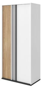 Gardróbszekrény Marvesi 118, Laminált forgácslap, 198x90x50cm, Tölgy, Grafit, Világosszürke, Fehér