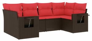 VidaXL 6 db barna polyrattan kerti kanapégarnitúra párnákkal
