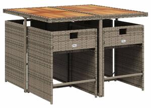 VidaXL 5 db szürke polyrattan kerti étkezőgarnitúra párnákkal