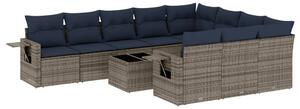 VidaXL 11 db szürke polyrattan kerti kanapégarnitúra párnákkal