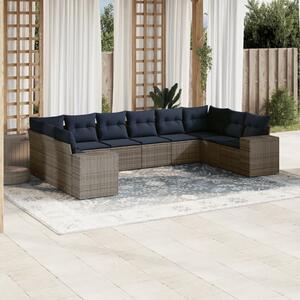 VidaXL 10 db szürke polyrattan kerti kanapégarnitúra párnákkal
