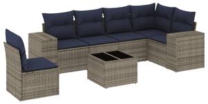 VidaXL 7 db szürke polyrattan kerti kanapégarnitúra párnákkal
