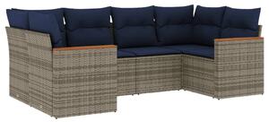 VidaXL 6 db szürke polyrattan kerti kanapégarnitúra párnákkal