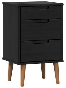 VidaXL Éjjeliszekrény MOLDE Fekete 40 x 35 x 65 cm Tömör Fenyőfa