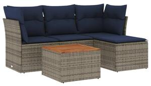 VidaXL 5 db szürke polyrattan kerti kanapégarnitúra párnákkal