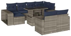 VidaXL 11 db szürke polyrattan kerti kanapégarnitúra párnákkal
