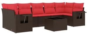 VidaXL 8 db barna polyrattan kerti kanapégarnitúra párnákkal
