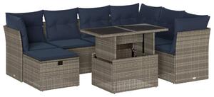 VidaXL 8 db szürke polyrattan kerti kanapégarnitúra párnákkal