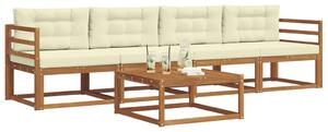Kültéri kanapé szett párnával 5 pcs Természetes és krémszínű
