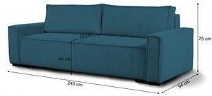 SMART türkiz kinyitható háromüléses kanapé