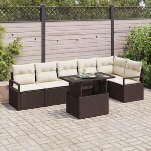 VidaXL Kerti Kanapé Szett párnával 7 pcs Barna Poli rattan